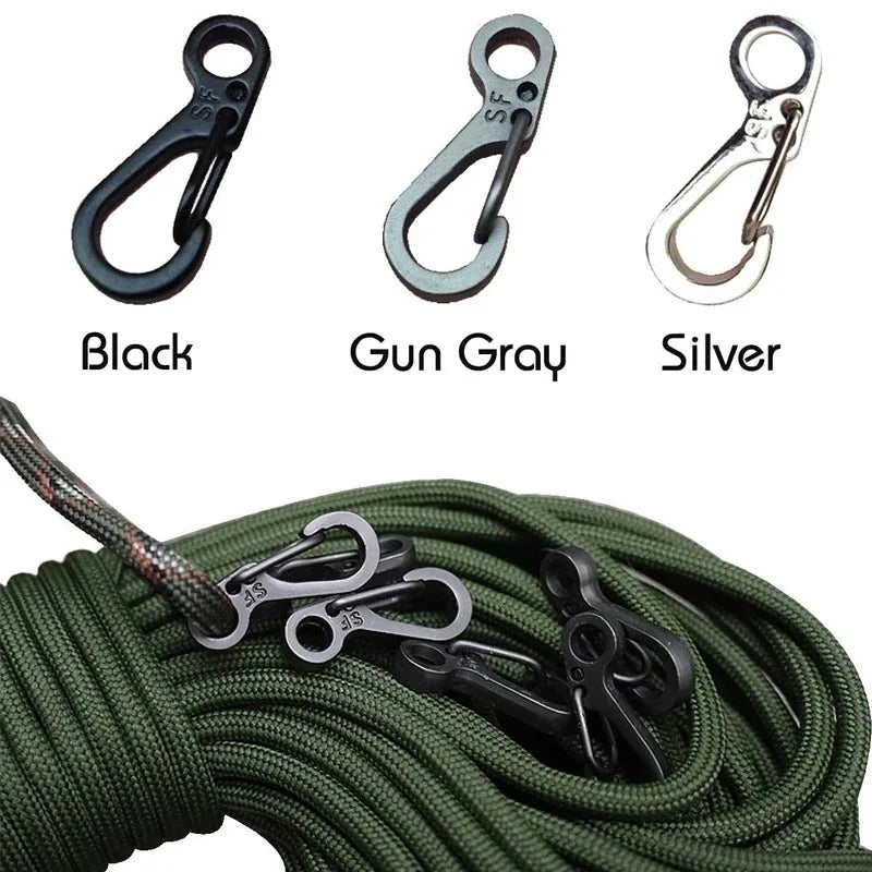 4-10Pcs Mini Spring Carabiners Set Outdoor EDC Keychain Camping Rope Clasps Tactical Survival Hooks Paracord Clips