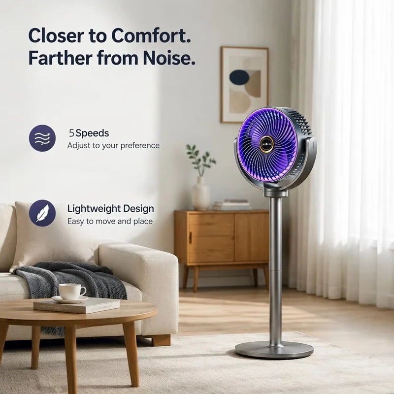 Ventilateur sur pied télescopique 3-en-1 Lenovo, double usage bureau/sol, ventilateur de circulation sans fil, chargement USB, ventilateur avec aromathérapie pour chambre et bureau