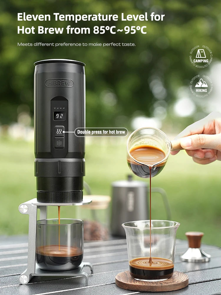 HiBREW H4C Machine à Café Expresso Portable Chauffage Sans Fil Batterie Amovible Extraction Sans Fond Café Moulu Barista