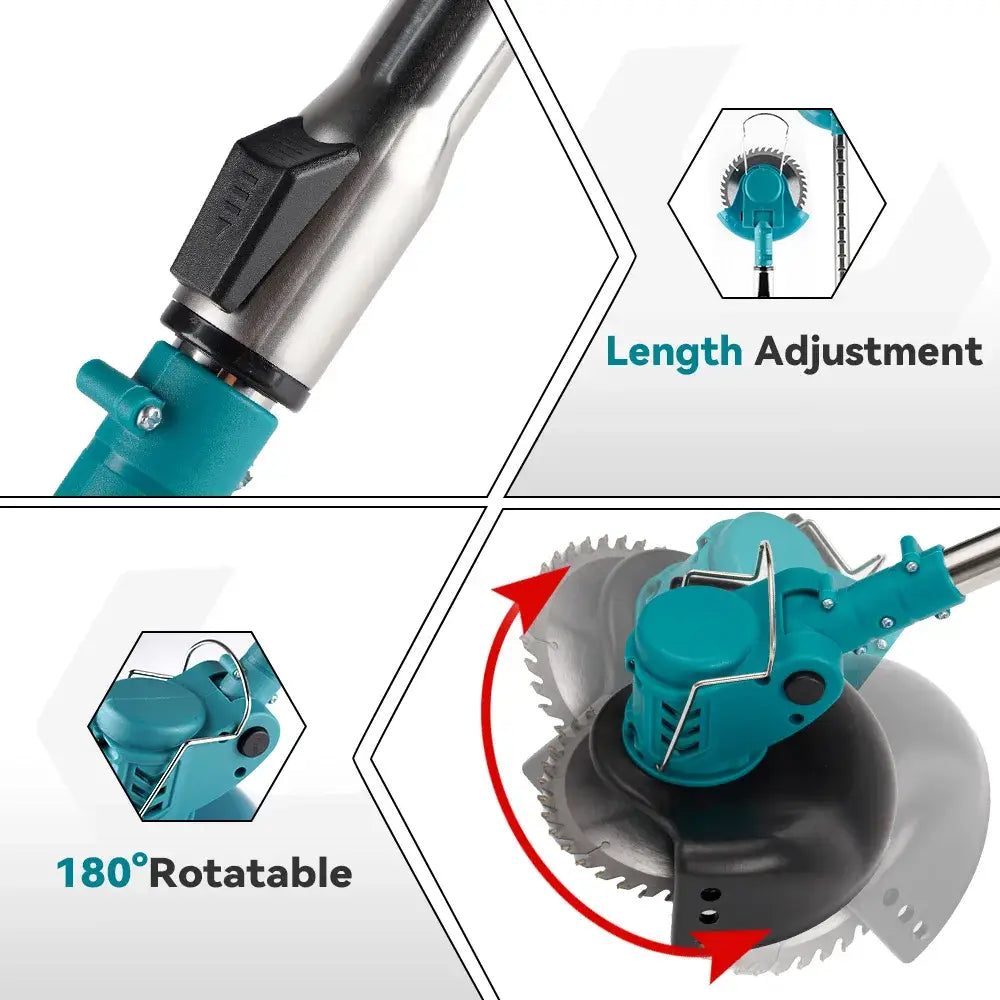 YOFIDRA Electric Lawn Mower Handheld Length Adjustable Cutter Cordless Garden Grass Cutting Trimmer For Makita 18V