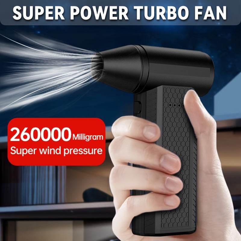Portable Air Compressor Turbine Fan - Handheld Dust and Snow Remover, BBQ Charcoal Starter, Compact and Rechargeable, Suitable for Keyboards, Electronics, Car Interior, and Outdoor Use, Portable Turbine Fan - Quality Shopping Centre