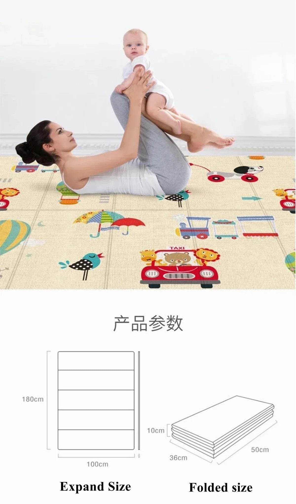 Activities Mat for Baby Non-toxic Outdoor Camping Foldable Play Mat Double-Sided Cartoon Pattern Waterproof Carpet Easy To Carry - Quality Shopping Centre