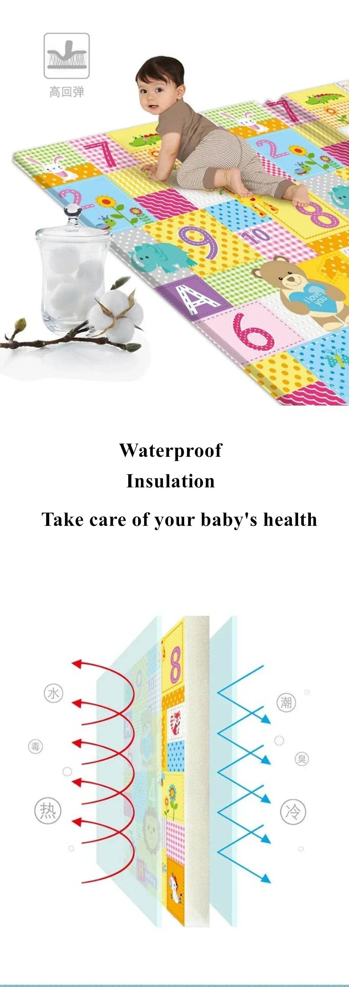 Activities Mat for Baby Non-toxic Outdoor Camping Foldable Play Mat Double-Sided Cartoon Pattern Waterproof Carpet Easy To Carry - Quality Shopping Centre
