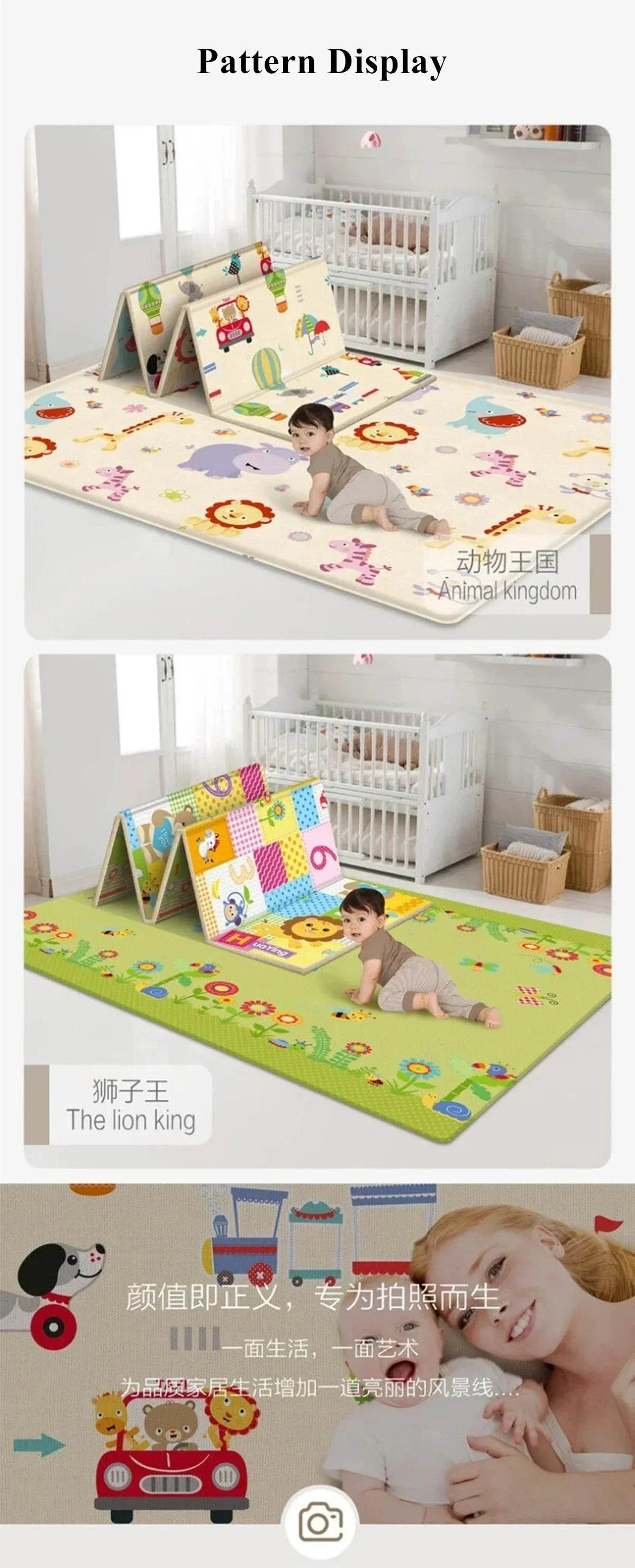 Activities Mat for Baby Non-toxic Outdoor Camping Foldable Play Mat Double-Sided Cartoon Pattern Waterproof Carpet Easy To Carry - Quality Shopping Centre