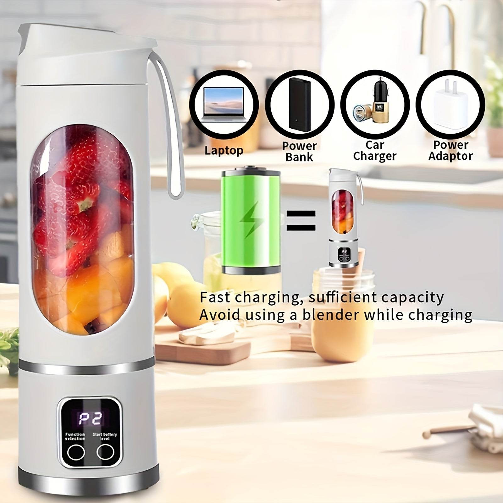 Aisutha Multifunctional Portable Juicer Cup with 450ml Capacity USB Charging Home, Outdoor Travel Can Be Used At Any Time Powerful Dual-power Motor Juicer Compact Design Fresh Drink, Can Be Used As Christmas, New Year Gift - Quality Shopping Centre