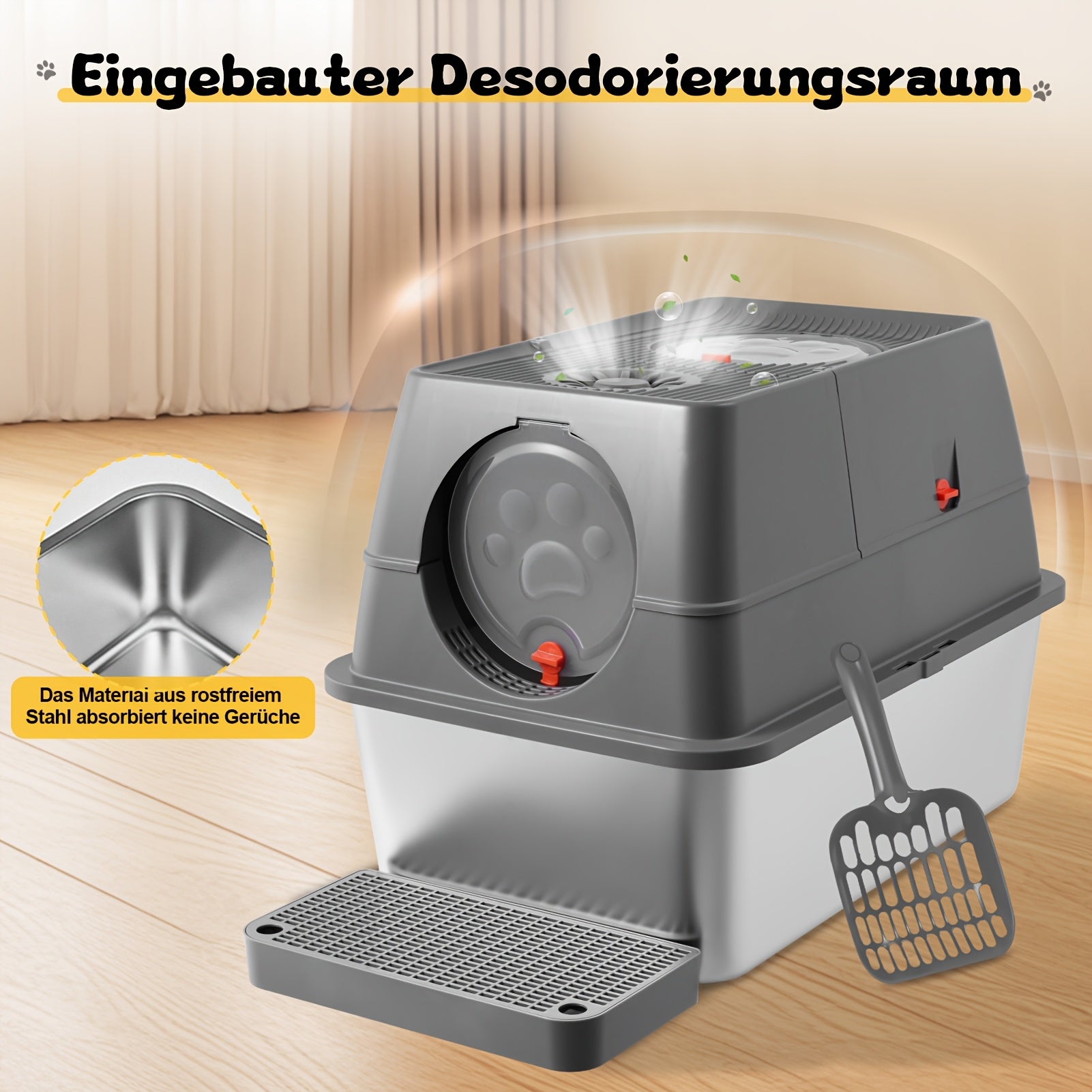 Large Stainless Steel Cat Litter Box - Fully Enclosed Cat Toilet Solution - Quality Shopping Centre