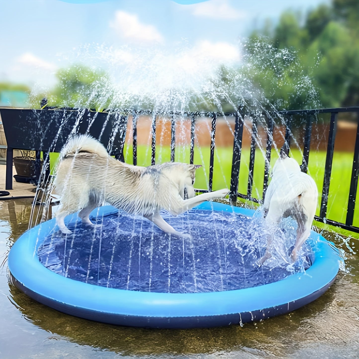 Extra Large 200.66cm Non-Slip Dog Splash Pad - Durable Sprinkler Pool for Summer Outdoor Fun, Backyard Fountain Play Mat & Wading Pool for Pets