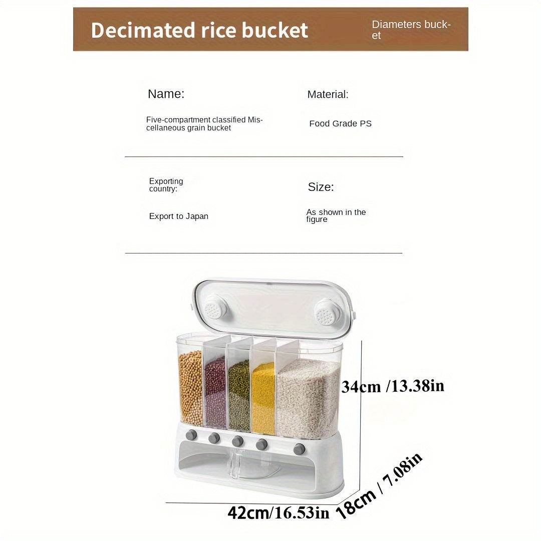 1pc Airtight Kitchen Storage Container with Divided Compartments - Square Plastic Grain & Dry Food Organizer for Rice, Beans, Pasta, Spices - Space-Saving Pantry Organization, Hand Wash Only - Quality Shopping Centre