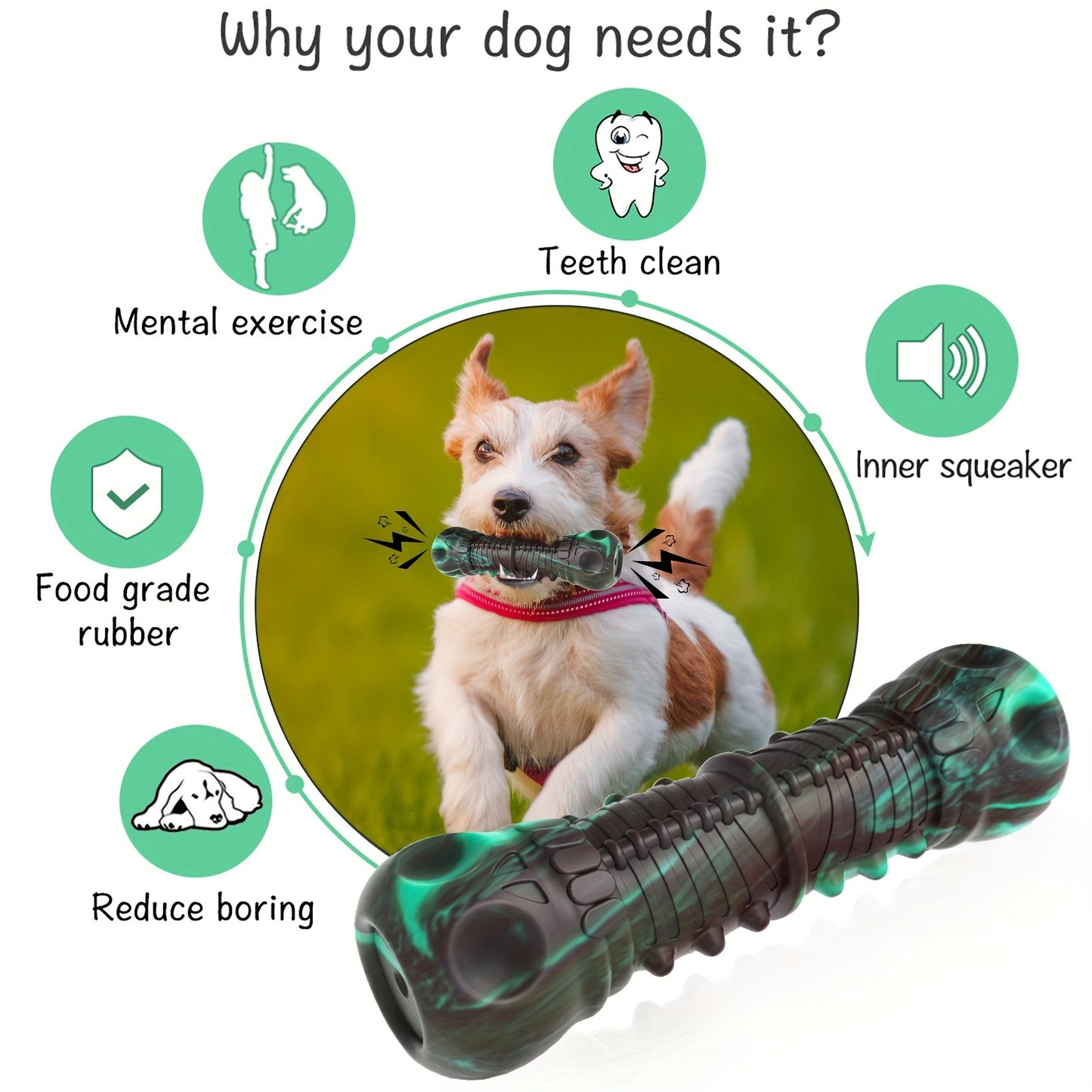 Dog Toys, Indestructible Tough Squeaky Dog Chew Toy Toothbrush Dental Care Supply