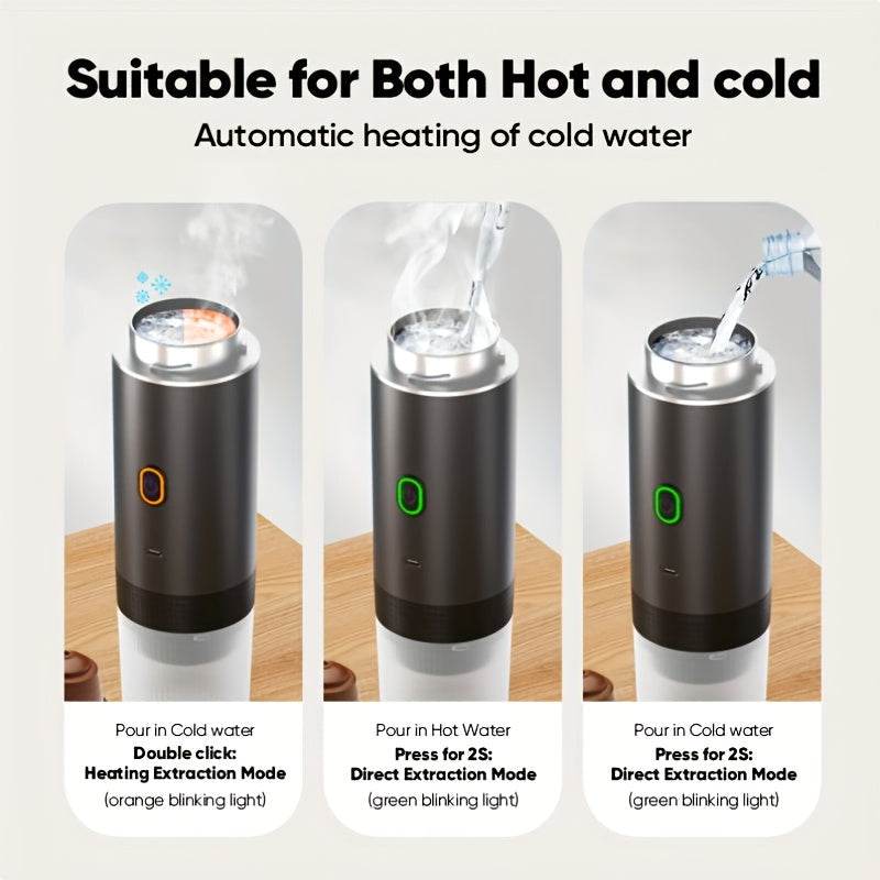 Compact Portable Espresso Maker - USB Rechargeable, Self-Heating Travel Coffee Machine with Type-C, Hot & Cold Brew, Compatible with Ground Coffee & Capsules for Camping, RV, Hiking, Office - Quality Shopping Centre