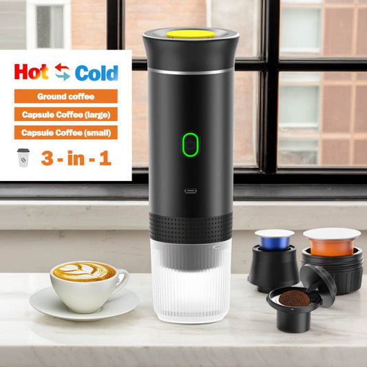 Compact Portable Espresso Maker - USB Rechargeable, Self-Heating Travel Coffee Machine with Type-C, Hot & Cold Brew, Compatible with Ground Coffee & Capsules for Camping, RV, Hiking, Office - Quality Shopping Centre