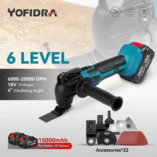 Cordless Oscillating Multi function Tool 6 Gears Adjustable Handheld Rechargeable Renovator Trimmer Shovel For Makita18V Battery - Quality Shopping Centre