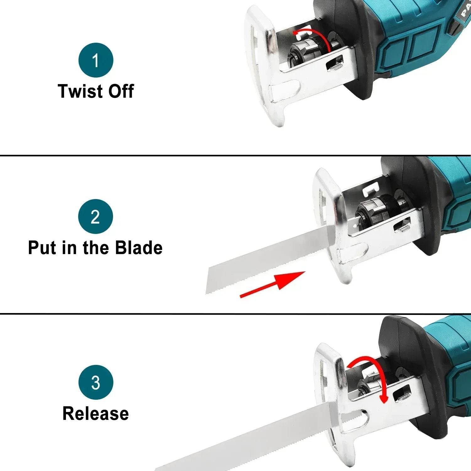 Cordless Reciprocating Saw 18V Adjustable Speed Electric Saw Wood Metal PVC Pipe Cutting Tool fit Makita 18v Battery(No Battery) - Quality Shopping Centre