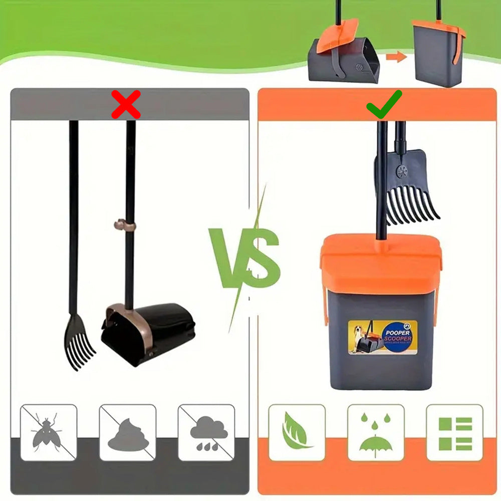 Lightweight Portable Dog Poop Picker with Trash Can Rake & Waste Holder - Heavy-Duty Waste Scooper for Easy Cleanup on Lawn, Grass, Dirt & Gravel - Quality Shopping Centre