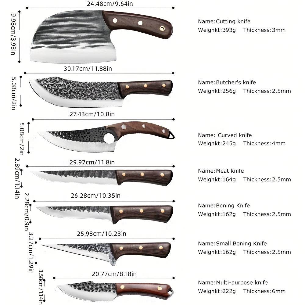 8pcs Japanese Knife Set 5Cr15 Stainless Steel Complete Kitchen Knife Set High Quality Chef Knife Butcher Knife Vegetable Cooking Knife Slices with Wooden Handle And Nylon Bag for Women Men Gifts - Quality Shopping Centre