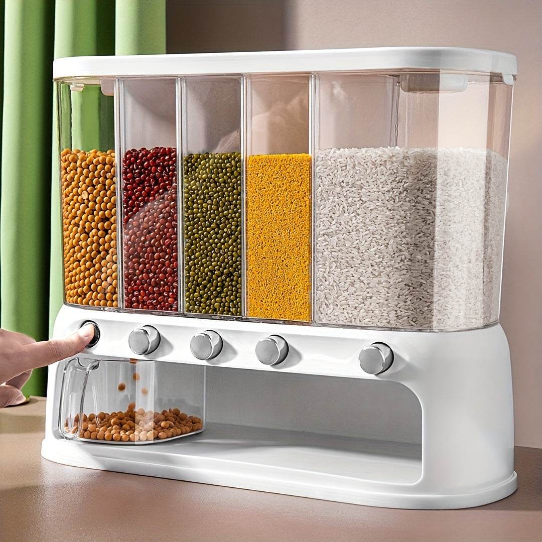 1pc Airtight Kitchen Storage Container with Divided Compartments - Square Plastic Grain & Dry Food Organizer for Rice, Beans, Pasta, Spices - Space-Saving Pantry Organization, Hand Wash Only - Quality Shopping Centre