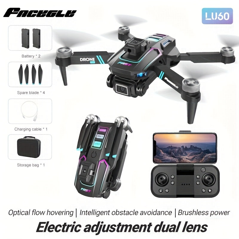 FACEGLE LU60 HD Dual Camera Drone with Dual Batteries - Beginner-Friendly, Obstacle Avoidance & Optical Flow, Perfect for Indoor/Outdoor Use, Ideal Gift for Holiday season, Autumn Festival, Thanksgiving