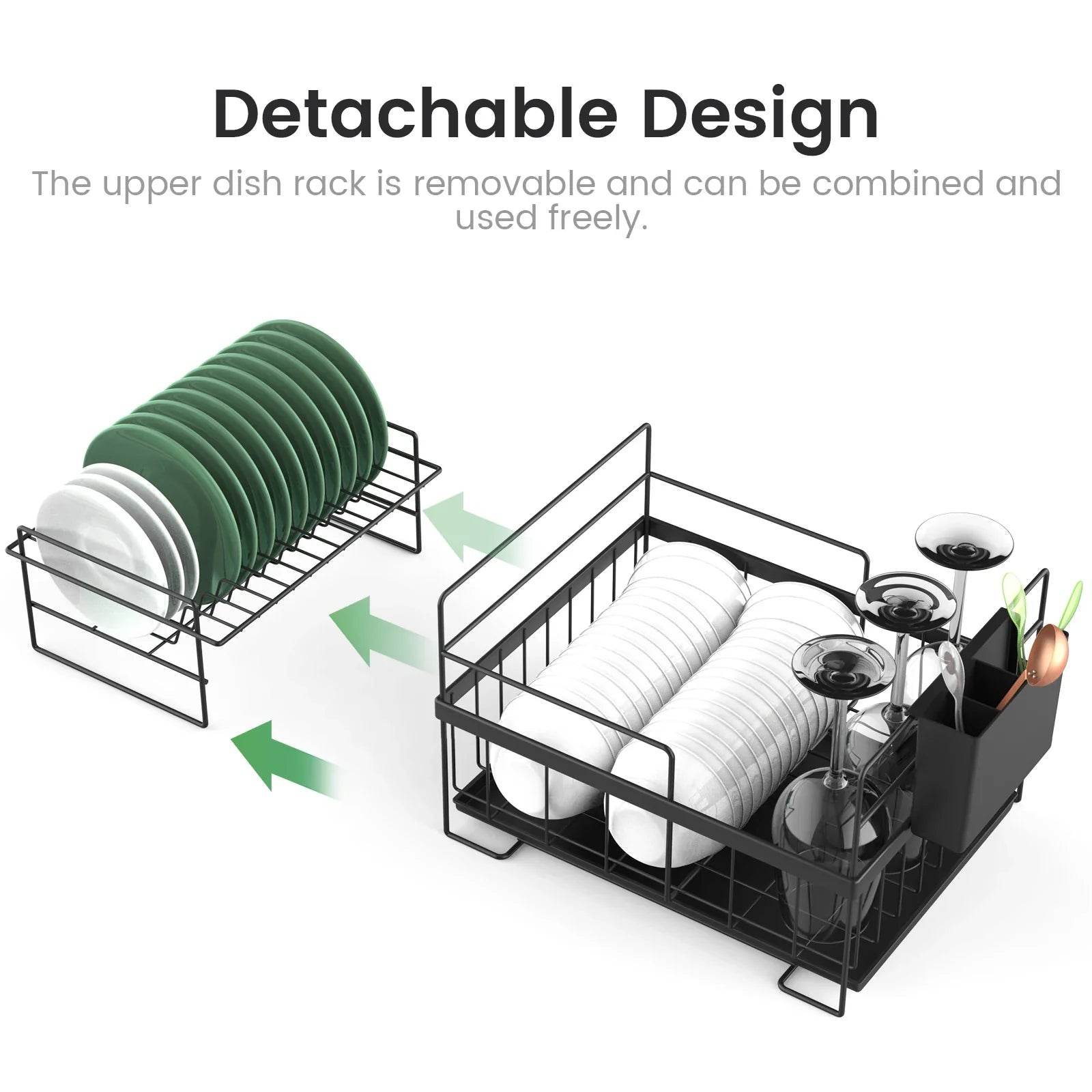 Dish Drying Rack Dish Drainer Rack Kitchen Adjustable Plates Organizer Dish Bowl Drainer Storage Rack Cutlery Storage Holder - Quality Shopping Centre