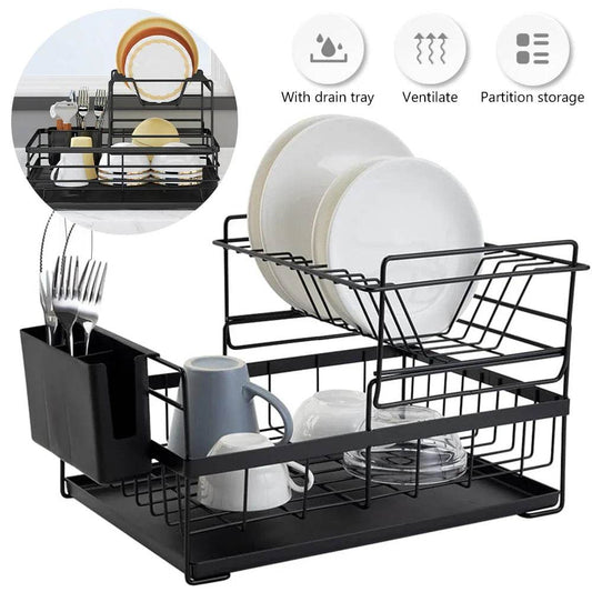 Dish Drying Rack Dish Drainer Rack Kitchen Adjustable Plates Organizer Dish Bowl Drainer Storage Rack Cutlery Storage Holder - Quality Shopping Centre