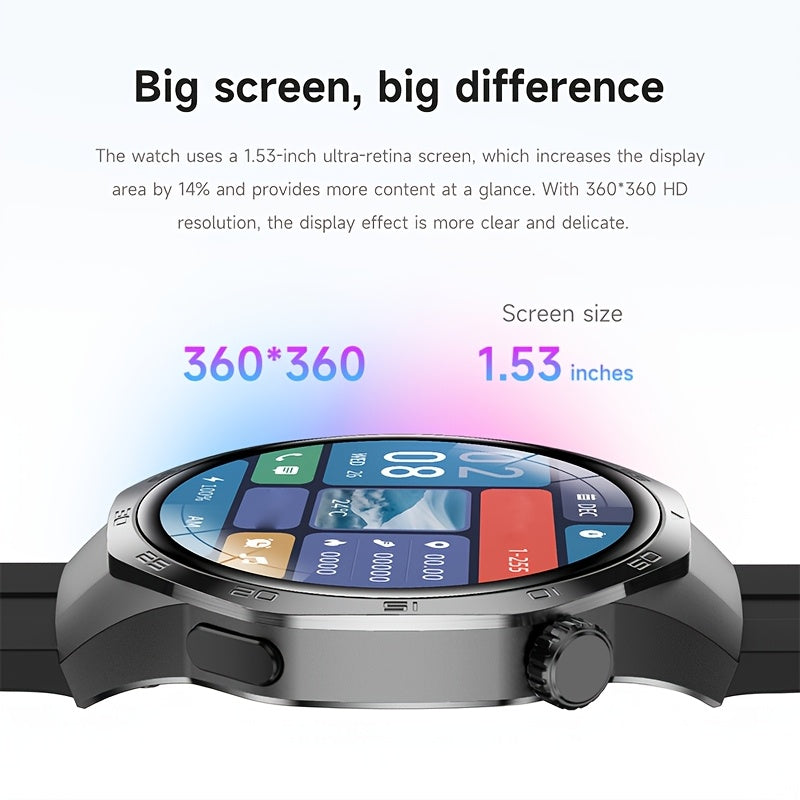 2025 New GPS Motion Trajectory Smart Watch for Men Watch 5 Max, 360*360 HD Screen AI Voice Wireless Call NFC Smartwatch, 100+ Sports Modes, Outdoor Sports Men'S Smart Watch, Compass Fitness Tracker Watch for Men New Year, Fat