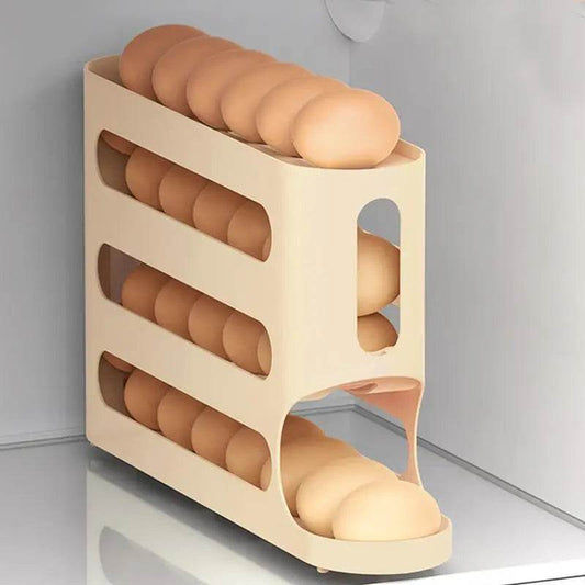 Egg Storage Box 4 Layers Automatic Egg Rack Rolling Egg Holder Food Grade Space-Saving Egg Organizer Large Capacity Egg - Quality Shopping Centre