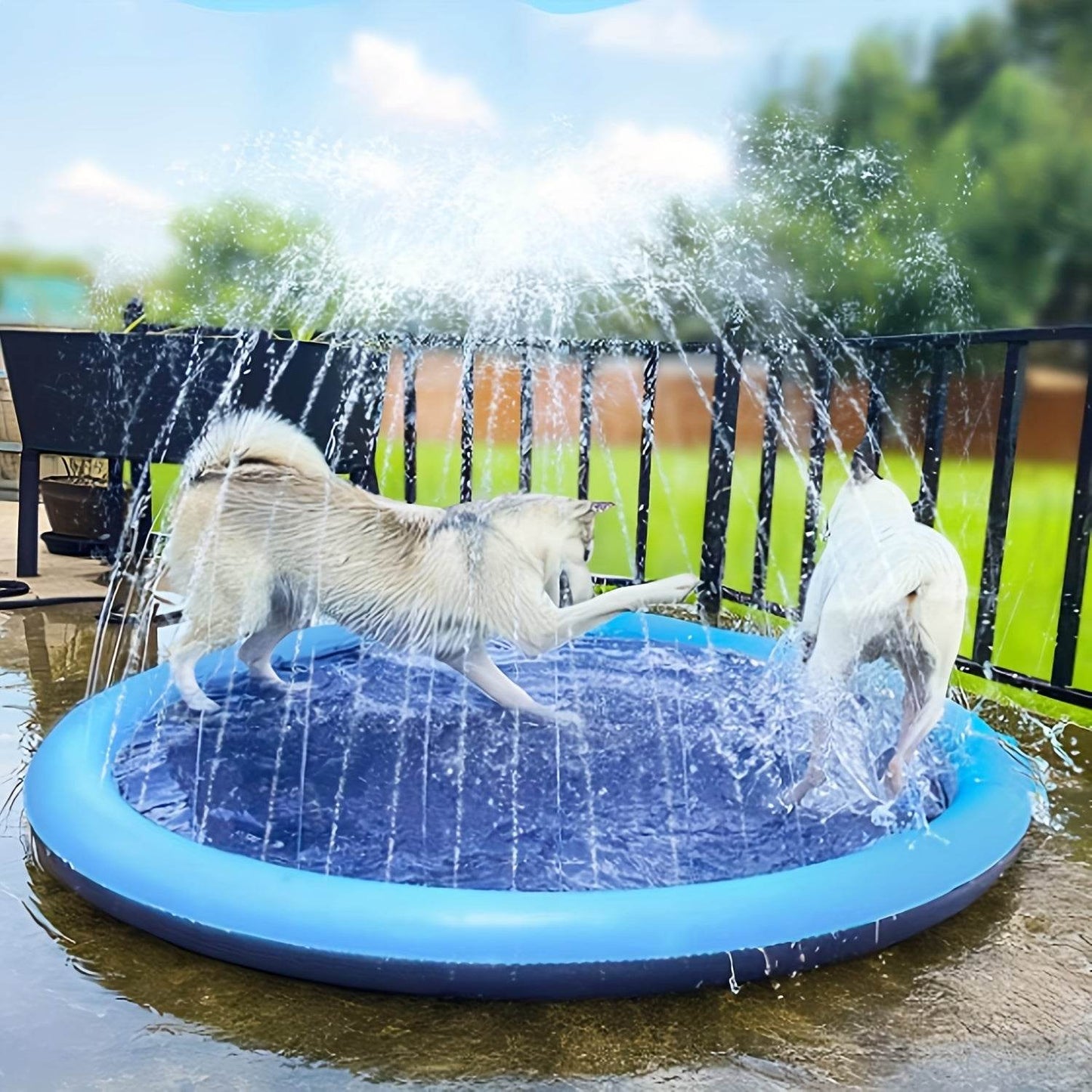 Extra Large 200.66cm Non-Slip Dog Splash Pad - Durable Sprinkler Pool for Summer Outdoor Fun, Backyard Fountain Play Mat & Wading Pool for Pets - Quality Shopping Centre