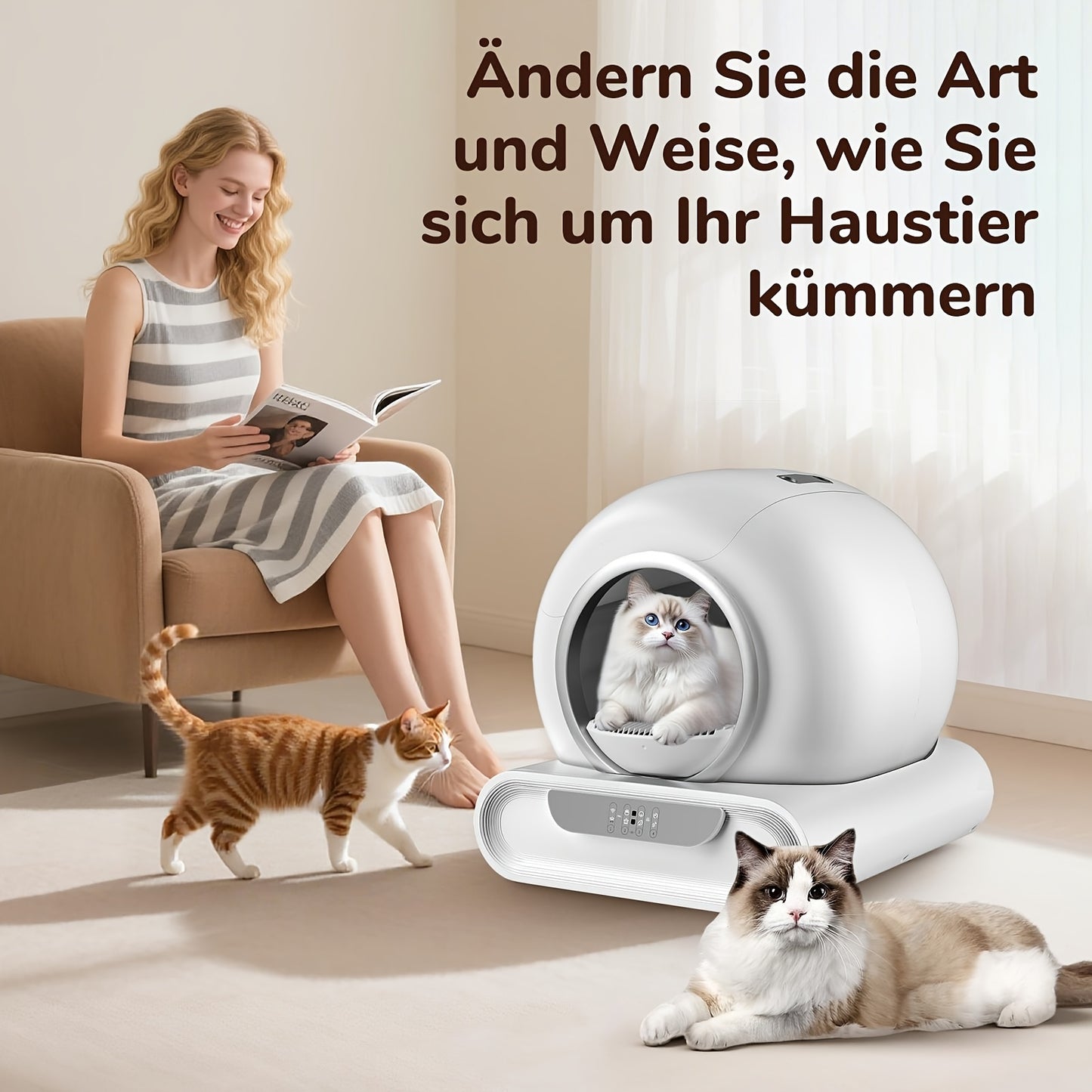 9L Automatic Cat Litter Box with Ion Deodorization, Sealed Trash Bin & Compact Design for Effortless Pet Hygiene - Quality Shopping Centre