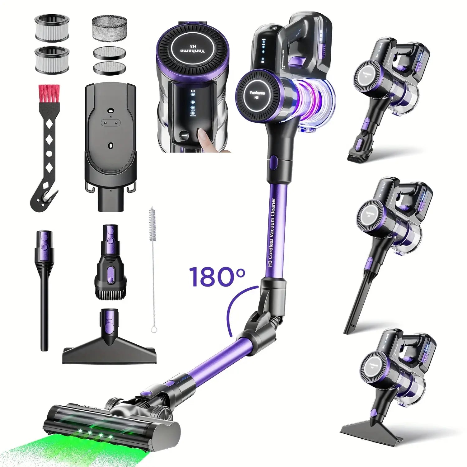 550W High Performance Cordless Vacuum Cleaner 45000Pa 7 Filtration 4 Suction Modes 1.6L Stick Vacuum Cleaner 60 Minutes