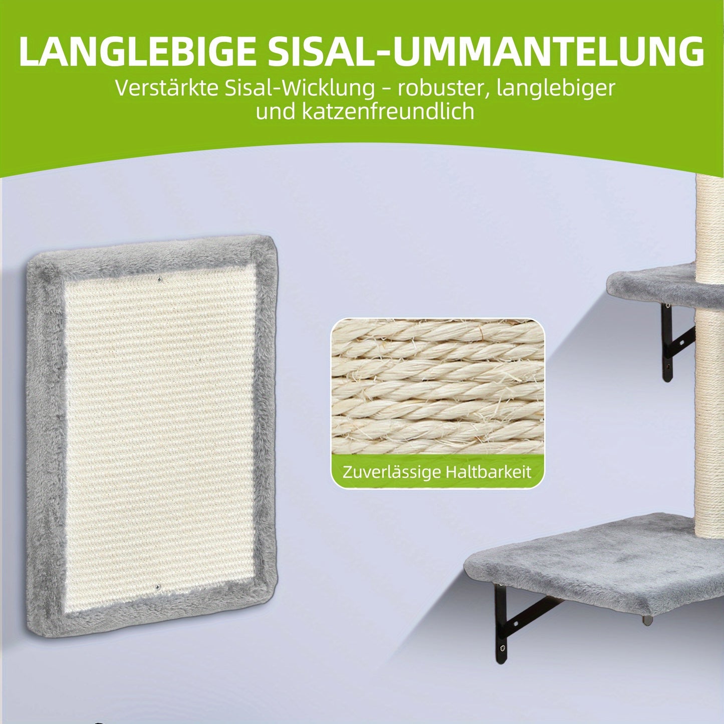 8pcs Cat Climbing Wall Set - Plush Scratching Post, Frame Ladder, Cat House & Hanging Bridge - Light Gray Multifunctional Pet Activity Center - Quality Shopping Centre