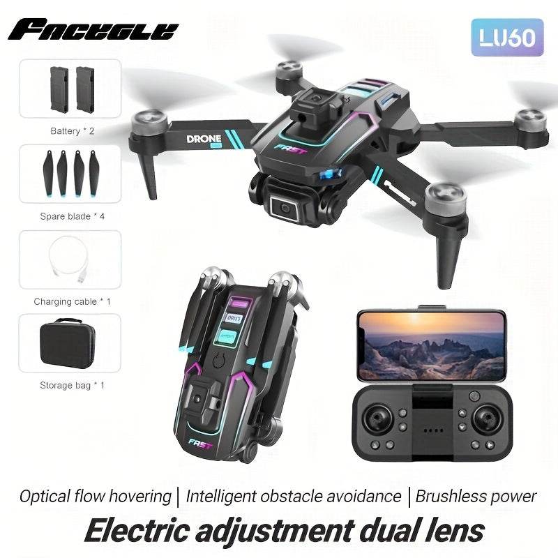 FACEGLE LU60 HD Dual Camera Drone with Dual Batteries - Beginner-Friendly, Obstacle Avoidance & Optical Flow, Perfect for Indoor/Outdoor Use, Ideal Gift for Holiday season, Autumn Festival, Thanksgiving - Quality Shopping Centre