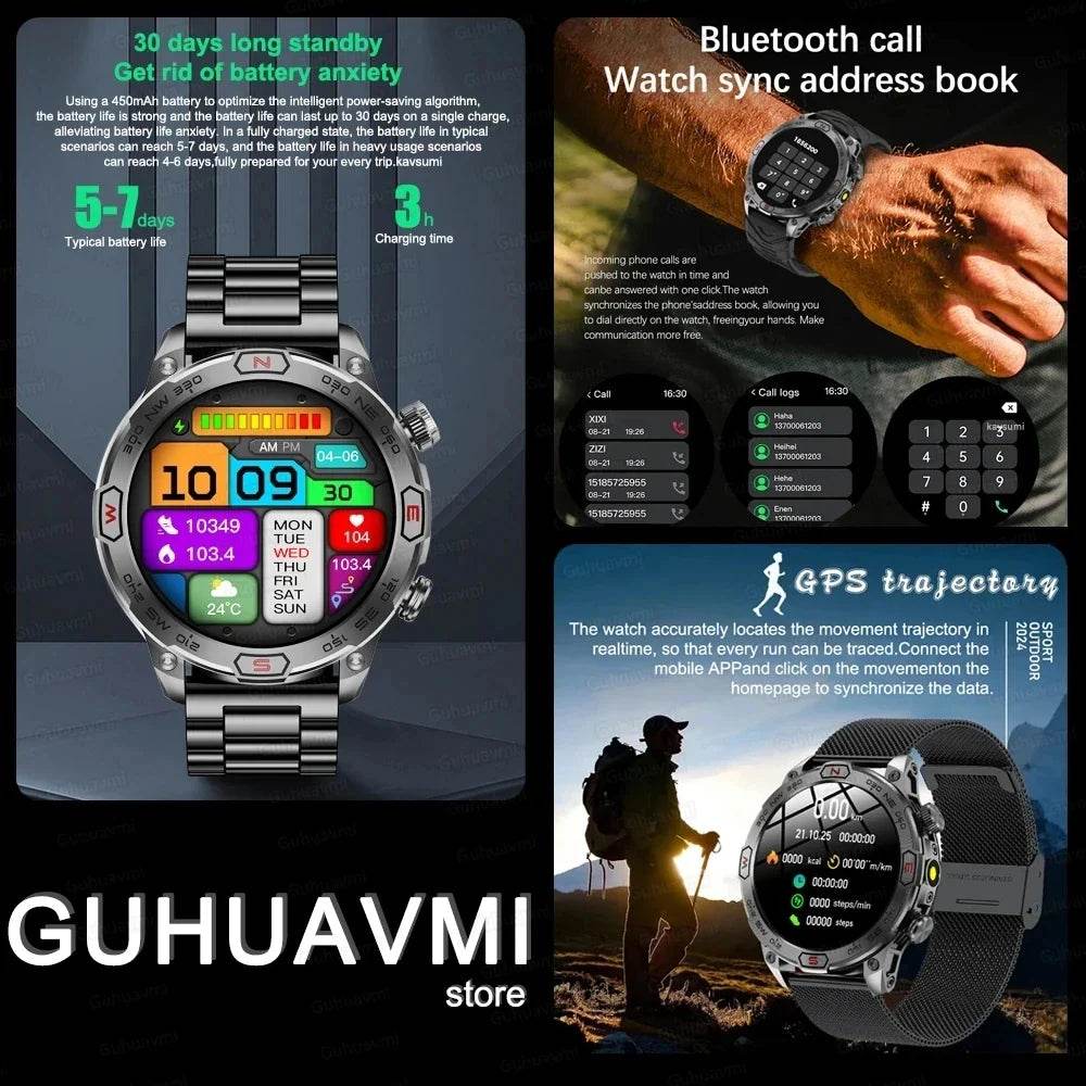For Android IOS Outdoor Sport GPS Smart Watch Men 1.43'' 466*466 HD AMOLED Screen IP68 Waterproof Bluetooth Call Smartwatch 2024 - Quality Shopping Centre