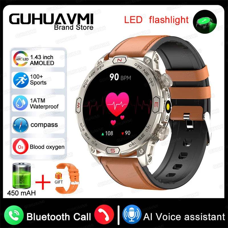 For Android IOS Outdoor Sport GPS Smart Watch Men 1.43'' 466*466 HD AMOLED Screen IP68 Waterproof Bluetooth Call Smartwatch 2024 - Quality Shopping Centre