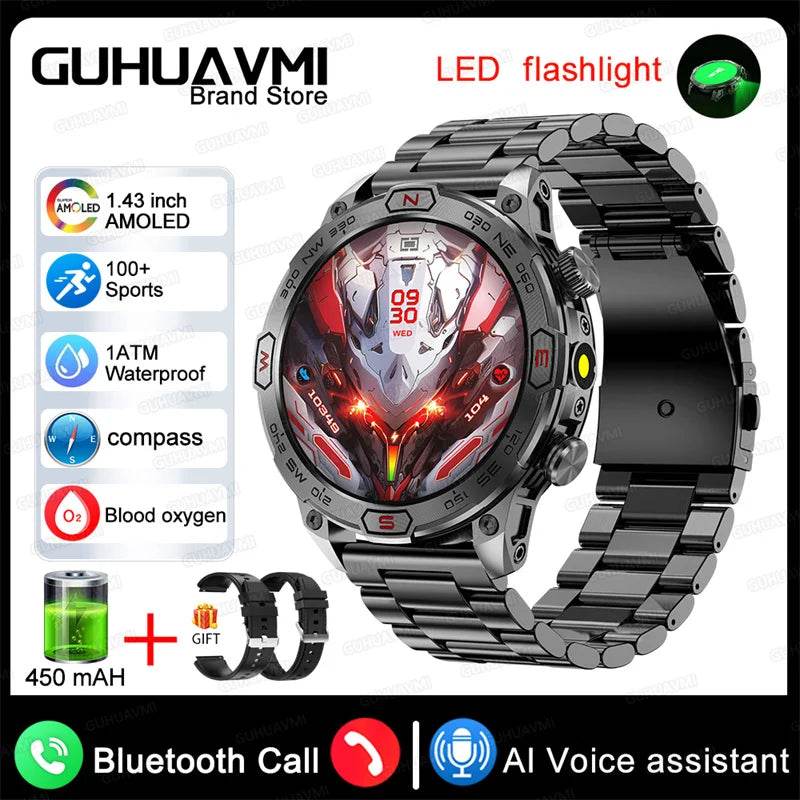 For Android IOS Outdoor Sport GPS Smart Watch Men 1.43'' 466*466 HD AMOLED Screen IP68 Waterproof Bluetooth Call Smartwatch 2024 - Quality Shopping Centre