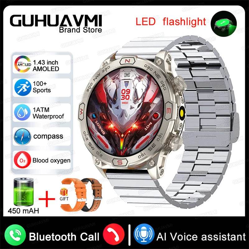 For Android IOS Outdoor Sport GPS Smart Watch Men 1.43'' 466*466 HD AMOLED Screen IP68 Waterproof Bluetooth Call Smartwatch 2024 - Quality Shopping Centre