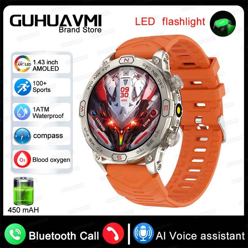 For Android IOS Outdoor Sport GPS Smart Watch Men 1.43'' 466*466 HD AMOLED Screen IP68 Waterproof Bluetooth Call Smartwatch 2024 - Quality Shopping Centre