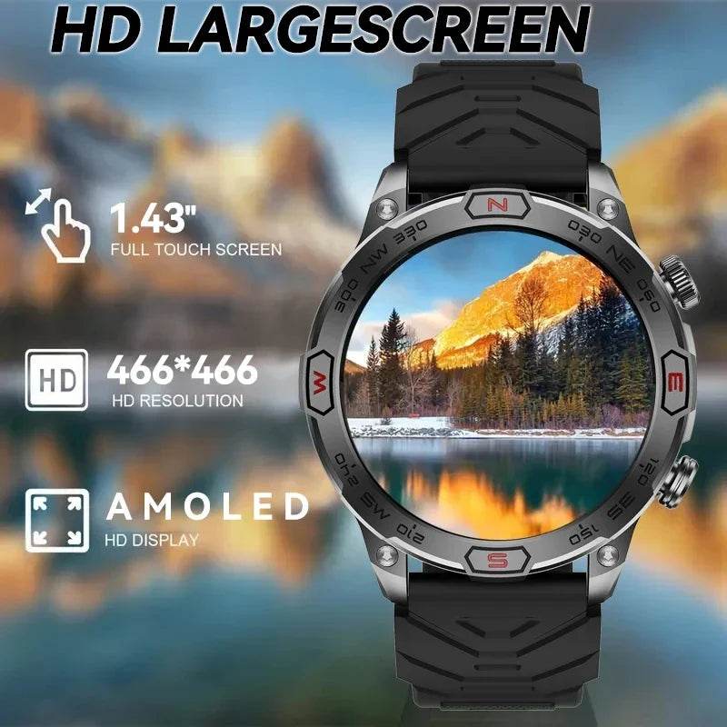For Android IOS Outdoor Sport GPS Smart Watch Men 1.43'' 466*466 HD AMOLED Screen IP68 Waterproof Bluetooth Call Smartwatch 2024 - Quality Shopping Centre