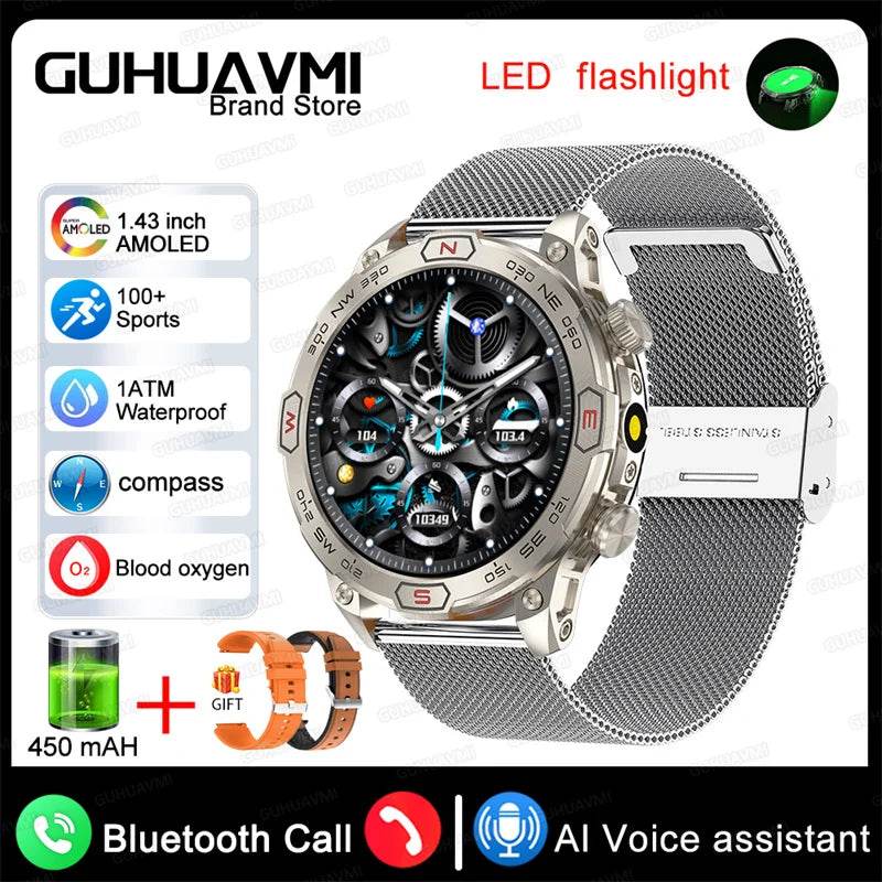 For Android IOS Outdoor Sport GPS Smart Watch Men 1.43'' 466*466 HD AMOLED Screen IP68 Waterproof Bluetooth Call Smartwatch 2024 - Quality Shopping Centre