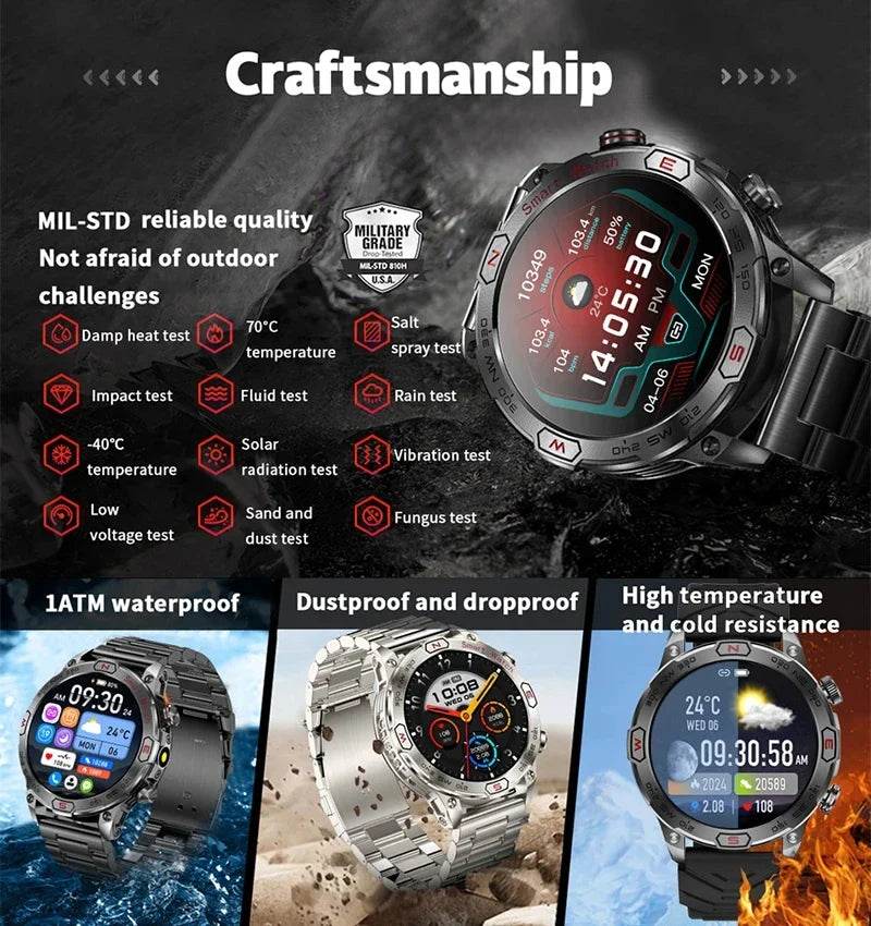 For Android IOS Outdoor Sport GPS Smart Watch Men 1.43'' 466*466 HD AMOLED Screen IP68 Waterproof Bluetooth Call Smartwatch 2024 - Quality Shopping Centre