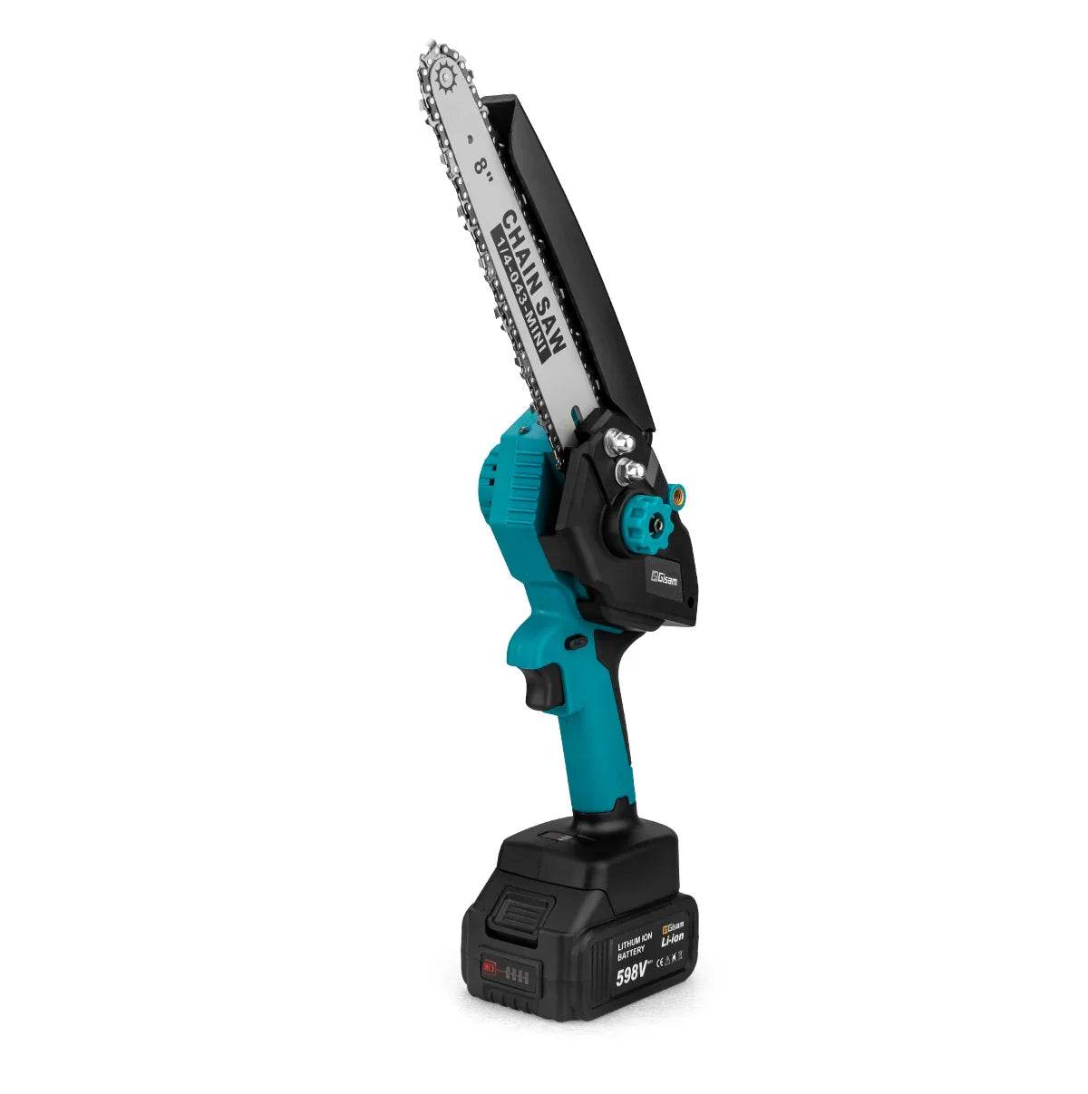 Gisam 8 Inch Brushless Chain Saw with Oil Can Cordless Handheld Pruning Chainsaw Woodworking Electric Saw Cutting Power Tools - Quality Shopping Centre