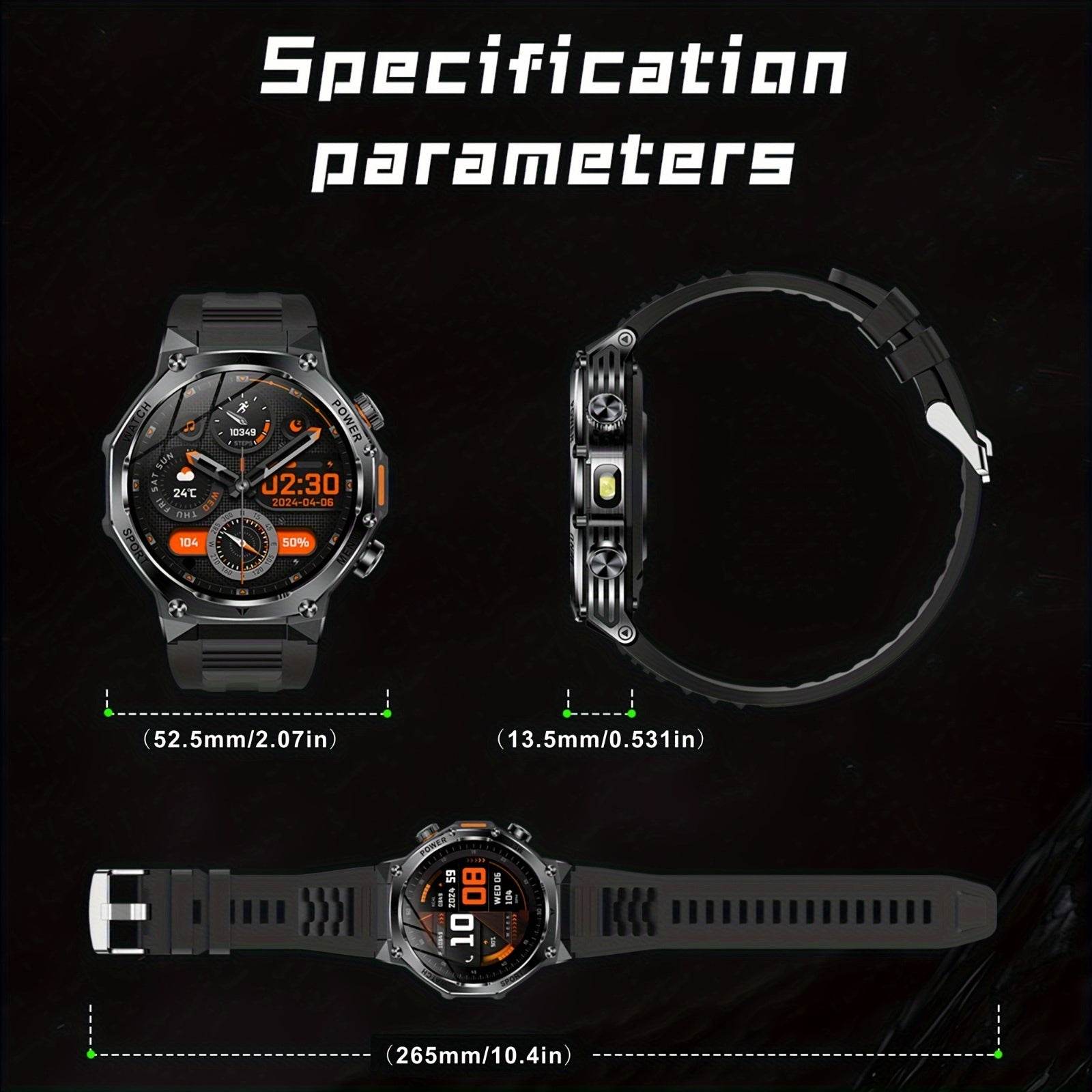 High-Quality Men'S Outdoor Sports Smartwatch (Answer/Make Calls), 800Mah Battery, 1.8-Inch HD Full Touchscreen, Over 100 Sports Modes, Flashlight Feature, Pedometer, Compatible with Iphone And Android Phones, Perfect Gift for - Quality Shopping Centre
