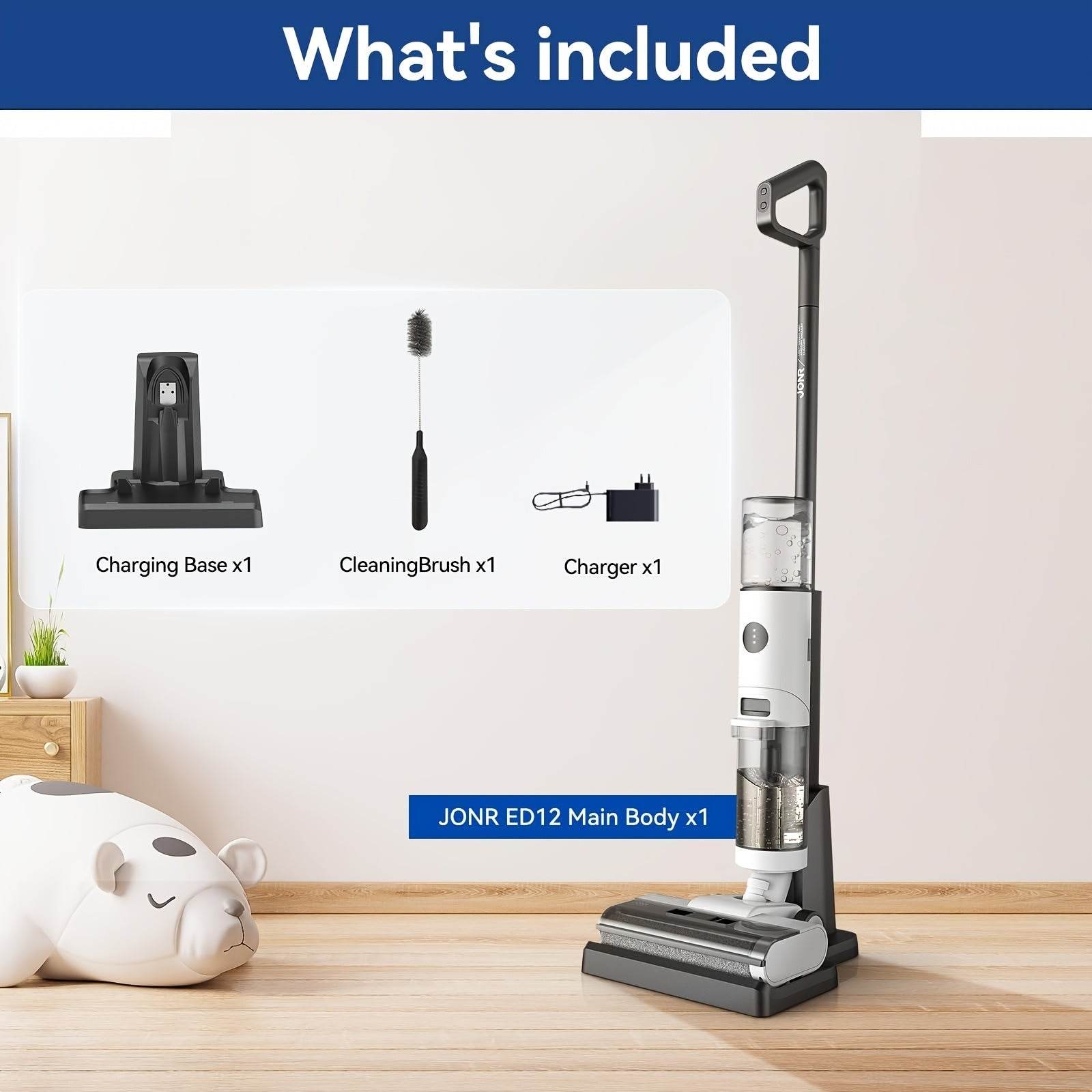 JONR ED12 Wet Dry Vacuum Cleaner Cordless Hard Floor Vacuum And Mop Combo - Lightweight, Self Propelled, One-Step Auto Cleaning & Edge To Edge Cleaning For Home - Quality Shopping Centre