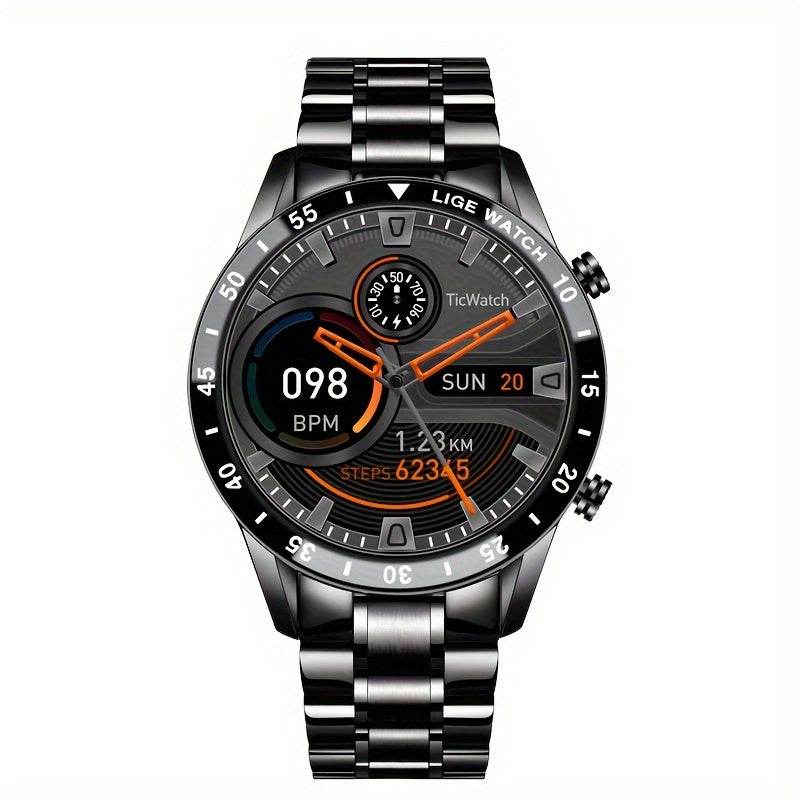 LIGE 2023 Full Circle Touch Screen Steel Band Call Man Smart Watch Sports Activity Fitness Smartwatch For Men - Quality Shopping Centre