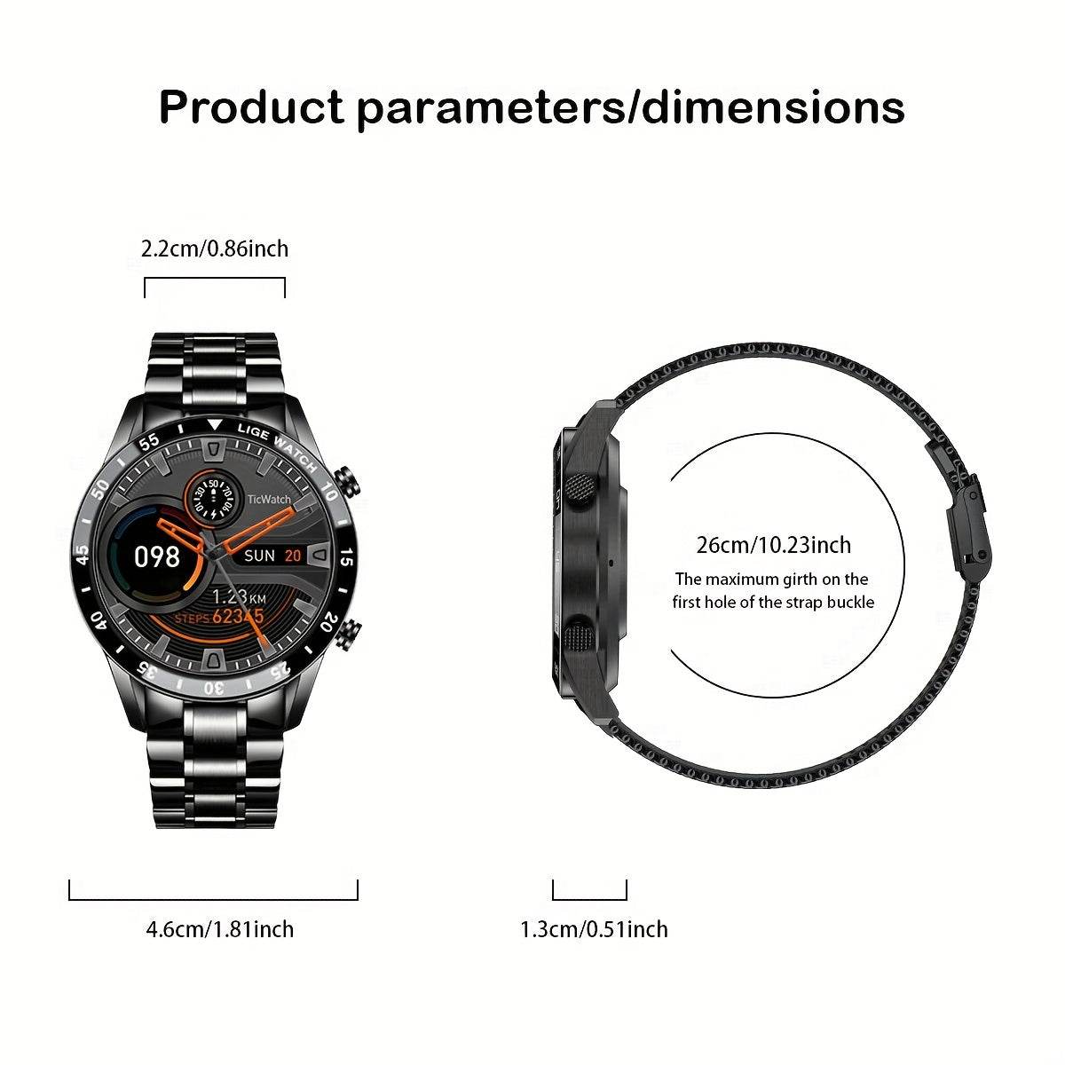 LIGE 2023 Full Circle Touch Screen Steel Band Call Man Smart Watch Sports Activity Fitness Smartwatch For Men - Quality Shopping Centre