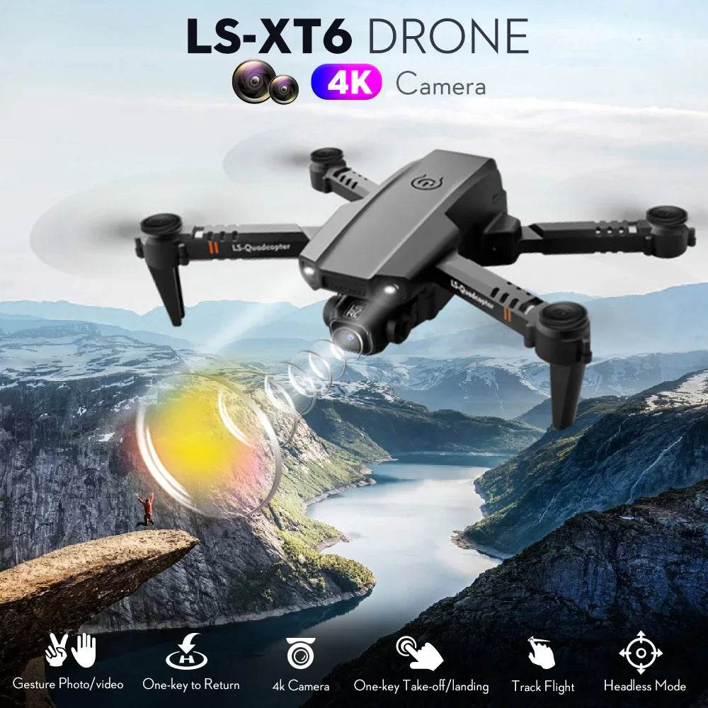 LS-XT6 RC Drone with Camera 4K Drone Dual Camera Track Flight Gravity Sensor Altitude Hold RC Quadcopter for Adults Kids - Quality Shopping Centre