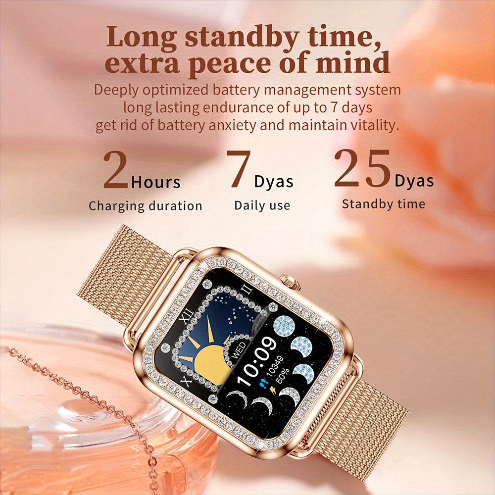 Luxury Stainless Steel Smart Watch For Women 200 + Free Watch Faces Multiple Sports Modes Activity Sleep Monitor