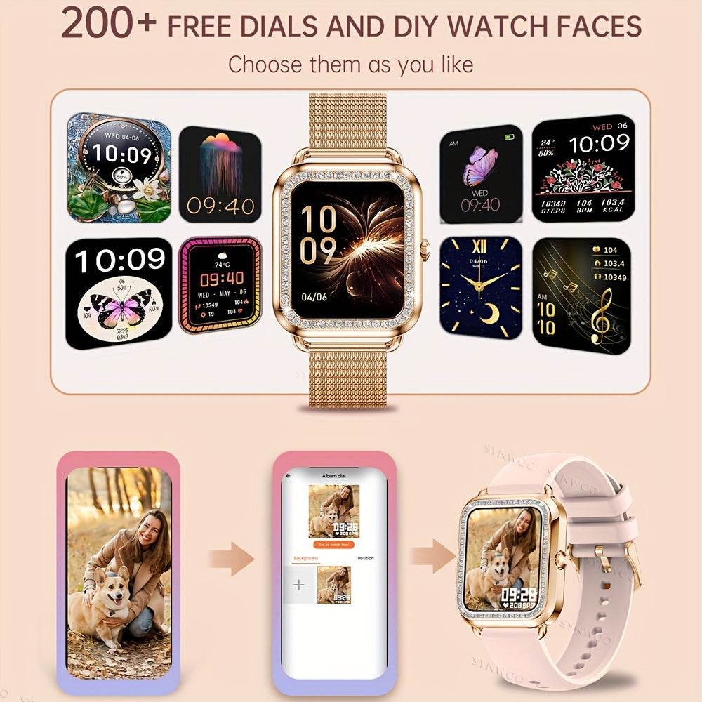 Luxury Stainless Steel Smart Watch For Women 200+ Free Watch Faces Multiple Sports Modes Activity Sleep Monitor Pedometer Lady Smartwatch For Ios Android, Best Gifts For Girlfriend, Mother, Wife, Sister - Quality Shopping Centre