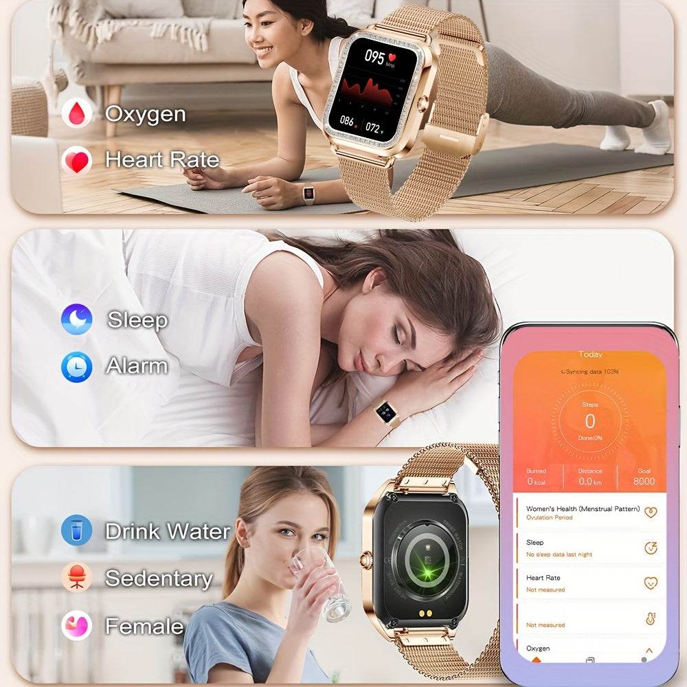 Luxury Stainless Steel Smart Watch For Women 200+ Free Watch Faces Multiple Sports Modes Activity Sleep Monitor Pedometer Lady Smartwatch For Ios Android, Best Gifts For Girlfriend, Mother, Wife, Sister - Quality Shopping Centre