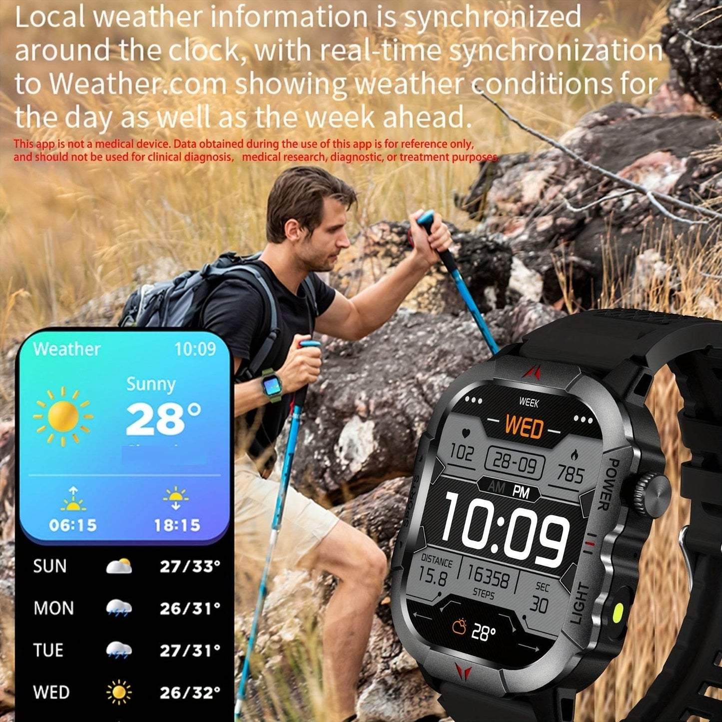 Men'S Outdoor Sports Smartwatch with 3 Different Straps, Wireless Calling And Information Prompts, 2.01-Inch High-Definition Full Touch Screen,, Flashlight, Multiple Sports Modes, Compatible with Iphone And Android Phones, Me - Quality Shopping Centre