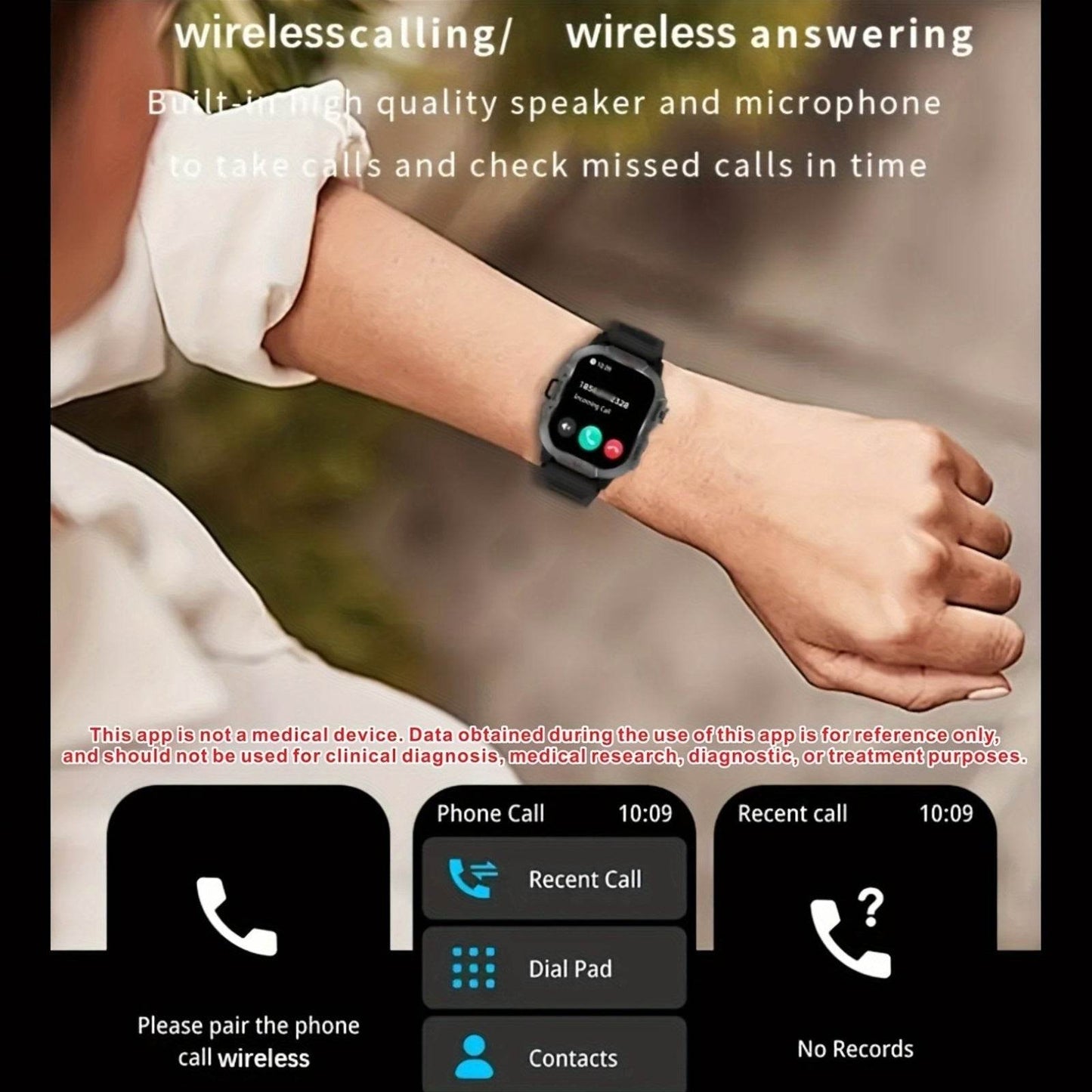 Men'S Outdoor Sports Smartwatch with 3 Different Straps, Wireless Calling And Information Prompts, 2.01-Inch High-Definition Full Touch Screen,, Flashlight, Multiple Sports Modes, Compatible with Iphone And Android Phones, Me - Quality Shopping Centre