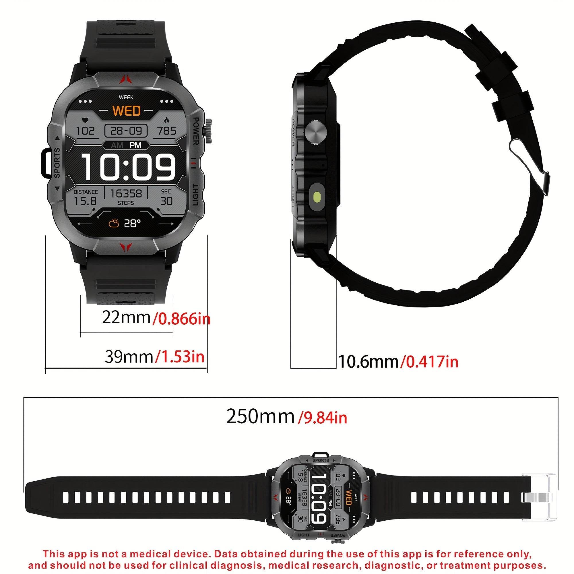 Men’S Outdoor Sports Smartwatch with 3 Different Straps Wireless Calling And Information Prompts 2.01-Inch